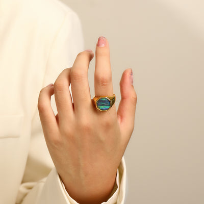 Olivenorma Geometry Nacre Abalone Shell Ring