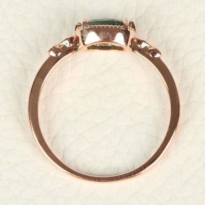 Olivenorma Female Golden Oval Moss Agate Ring