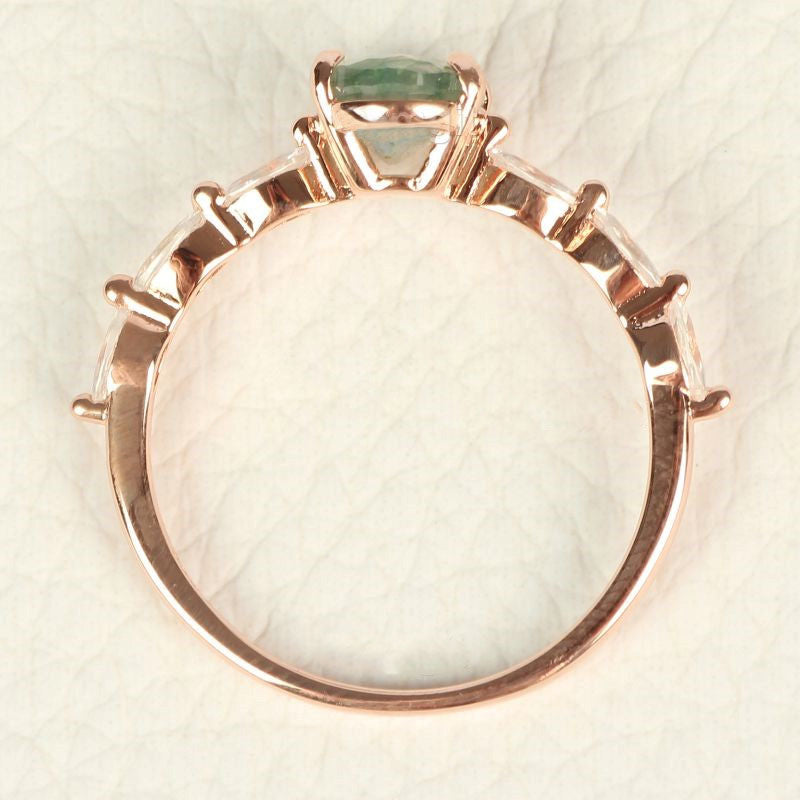 Olivenorma Women Solitaire Oval Moss Agate Ring