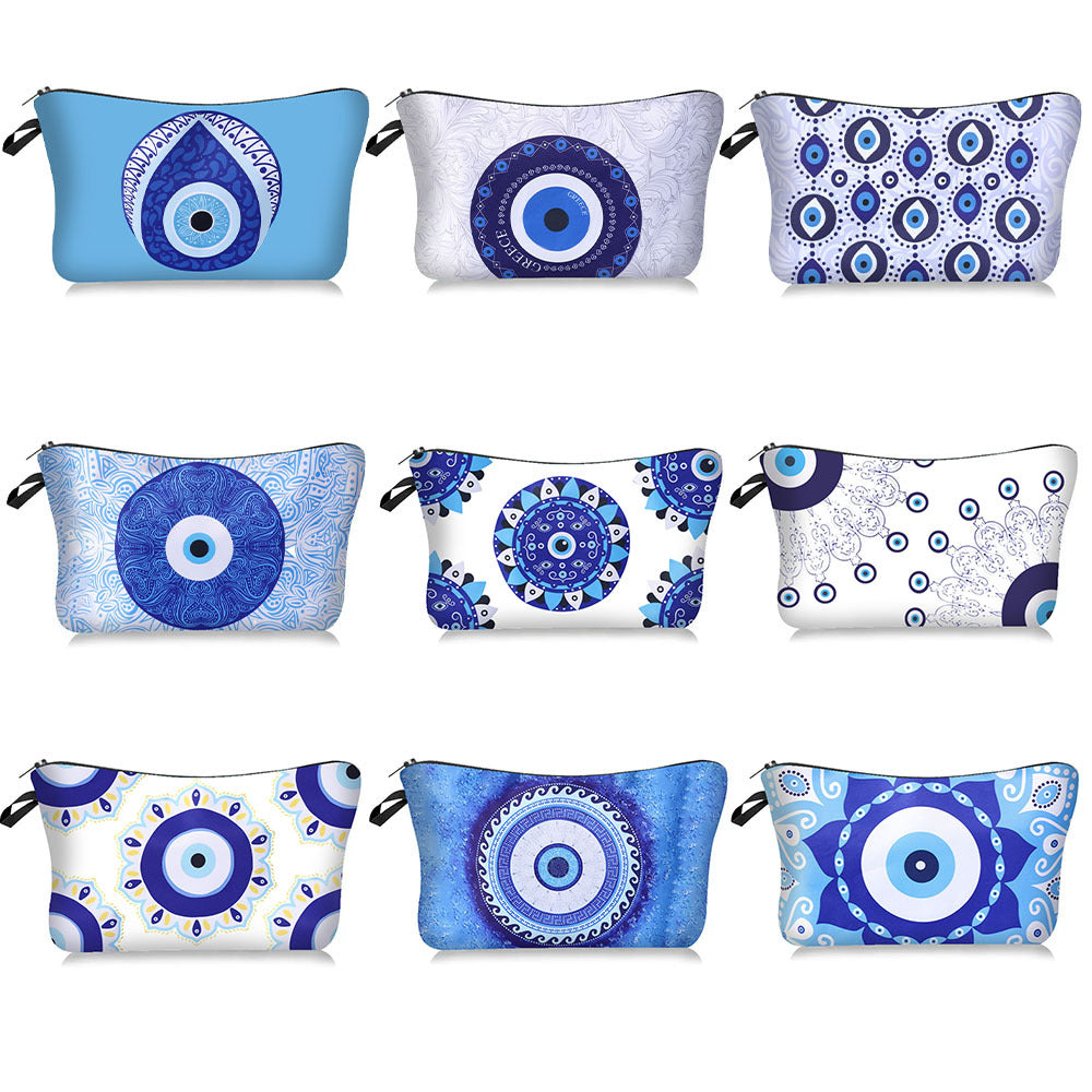 Olivenorma Blue Evil Eye Makeup Cosmetic Bag