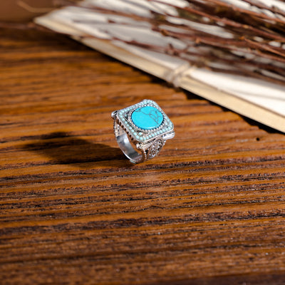 Olivenorma 925 Silver Square Turquoise Ring