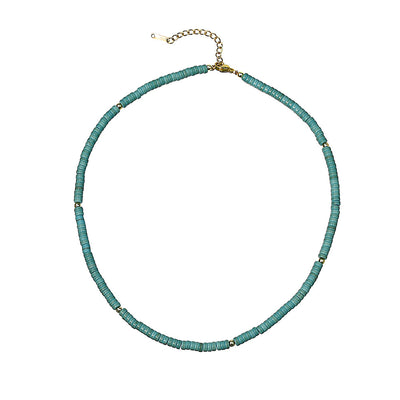 Olivenorma Turquoise White Zircon Roller Bead Necklace