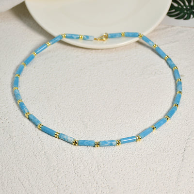 Olivenorma Larimar Turquoise Zircon Necklace Set