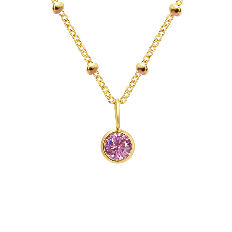 Olivenorma 8mm Round Birthstone Pendant Necklace