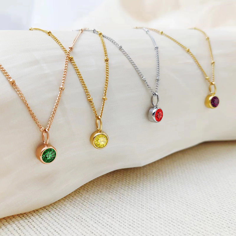 Olivenorma 8mm Round Birthstone Pendant Necklace