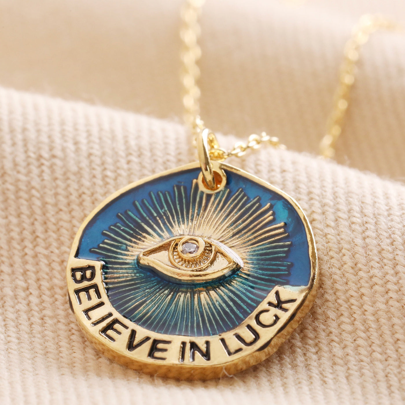 Olivenorma "Believe In Luck" Evil Eye Pendant Necklace