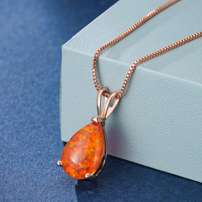 Olivenorma Minimalist Droplet Opal Pendant Necklace