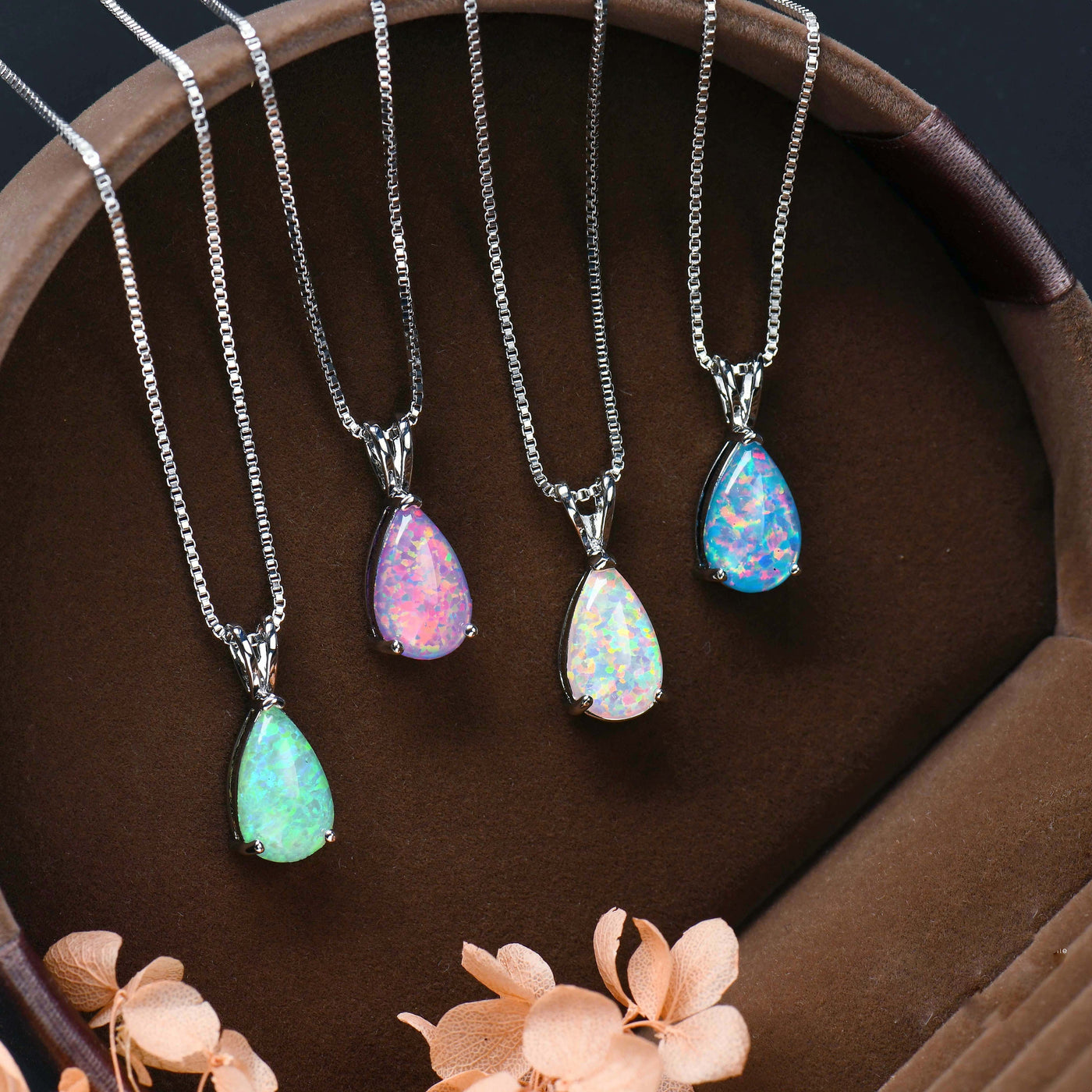 Olivenorma Minimalist Droplet Opal Pendant Necklace