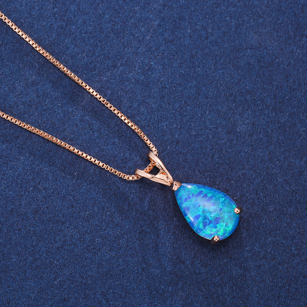 Olivenorma Minimalist Droplet Opal Pendant Necklace