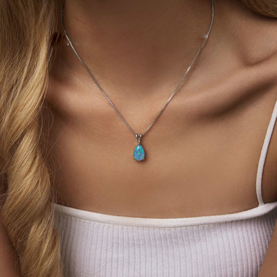 Olivenorma Minimalist Droplet Opal Pendant Necklace