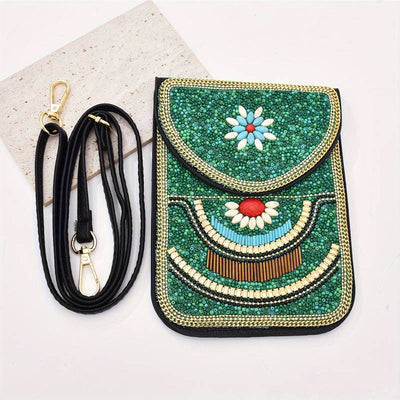 Olivenorma Ethnic Style Beaded Crossbody Mobile Phone Bag