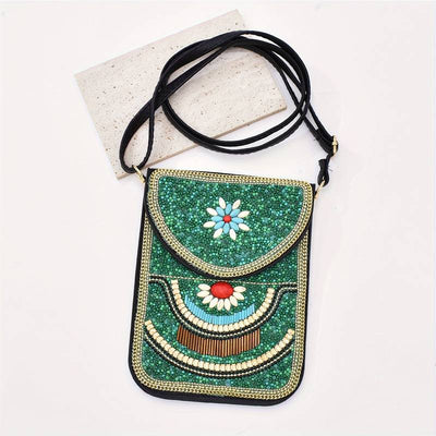 Olivenorma Ethnic Style Beaded Crossbody Mobile Phone Bag