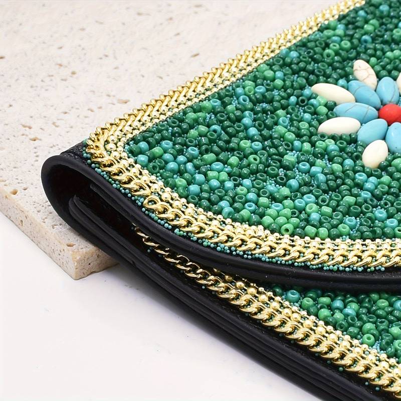 Olivenorma Ethnic Style Beaded Crossbody Mobile Phone Bag