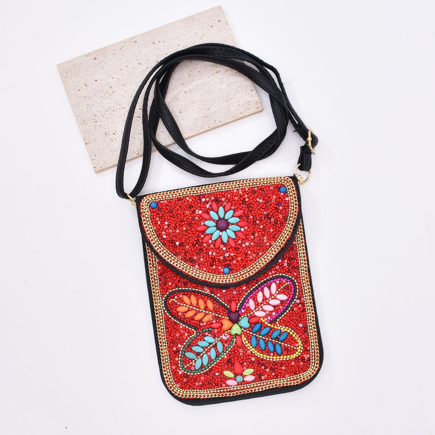 Olivenorma Bohemian Beaded Flower Mobile Phone Bag