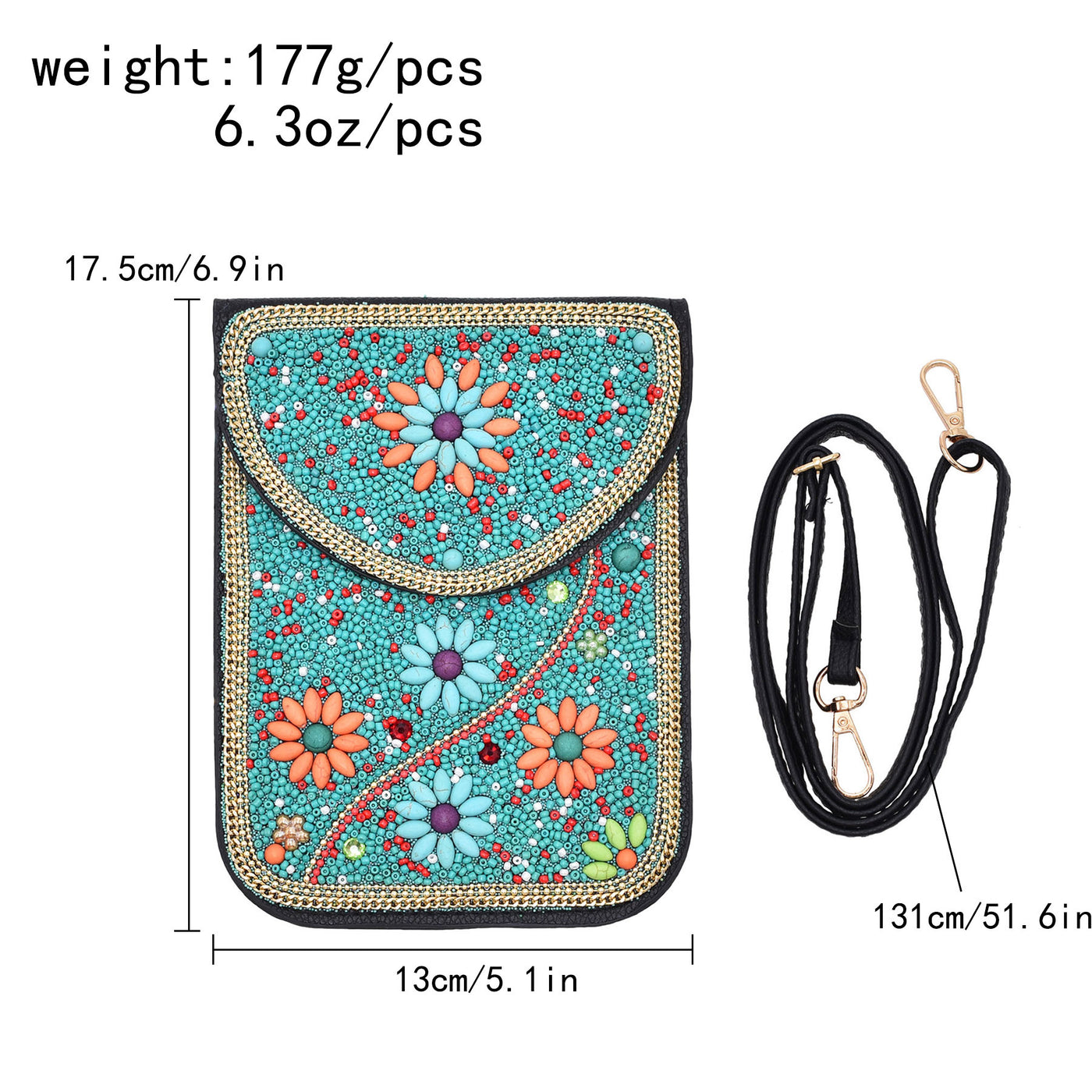 Olivenorma Bohemian Beaded Flower Mobile Phone Bag