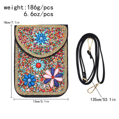 Olivenorma Bohemian Beaded Flower Mobile Phone Bag