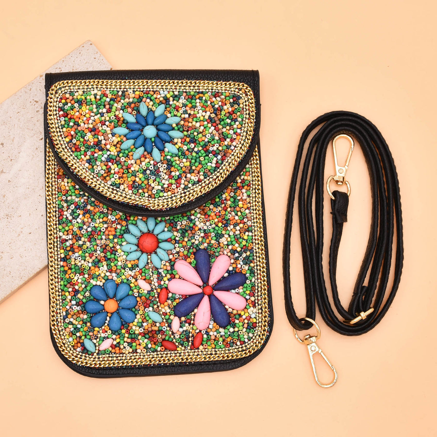 Olivenorma Bohemian Beaded Flower Mobile Phone Bag