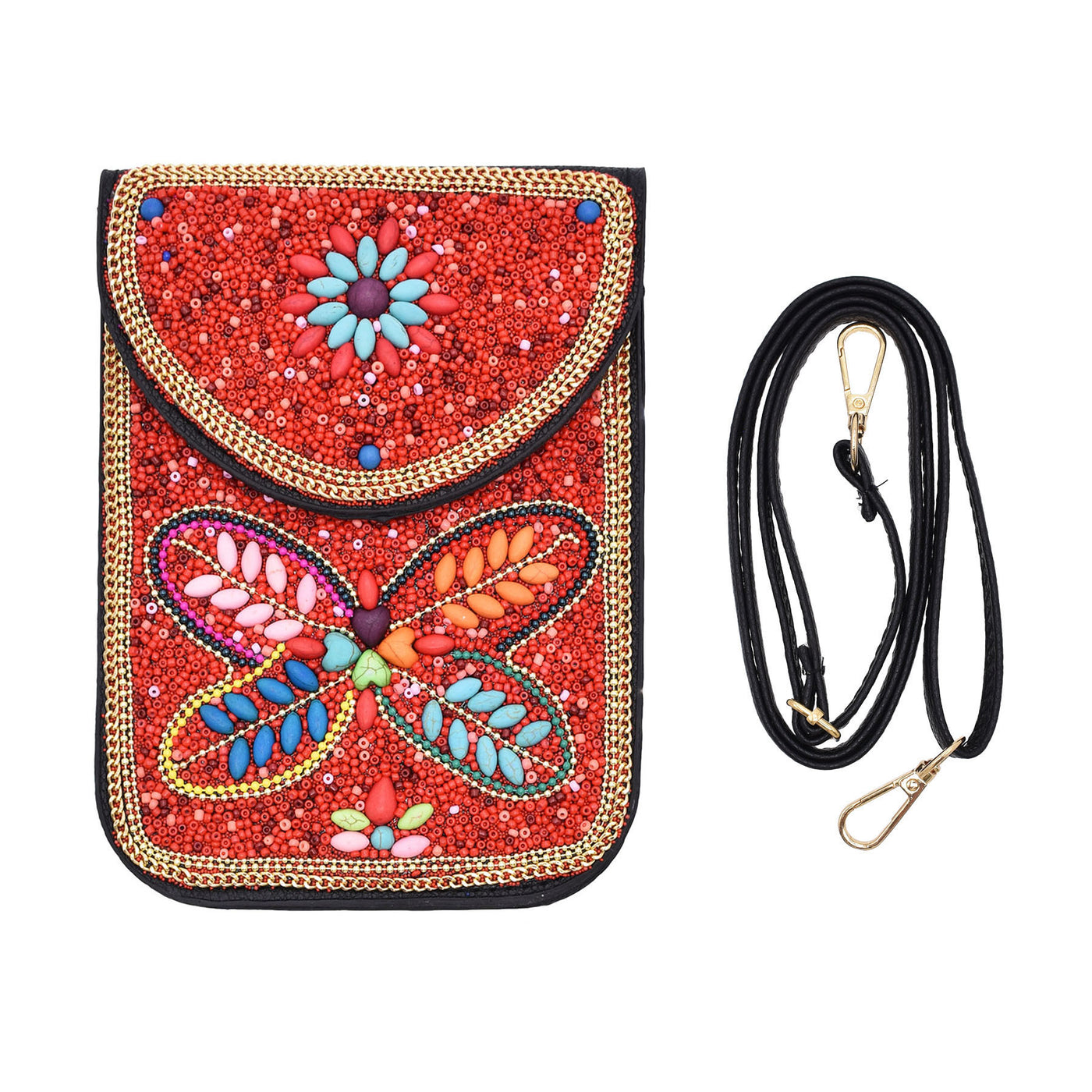 Olivenorma Bohemian Beaded Flower Mobile Phone Bag