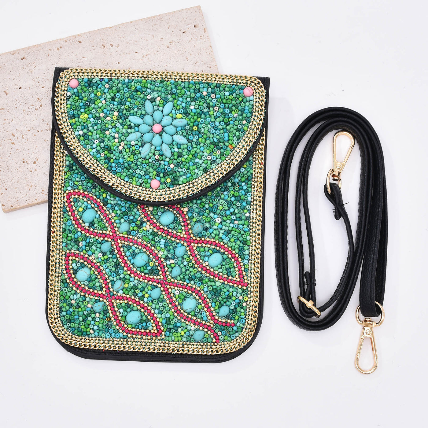 Olivenorma Bohemian Beaded Flower Mobile Phone Bag