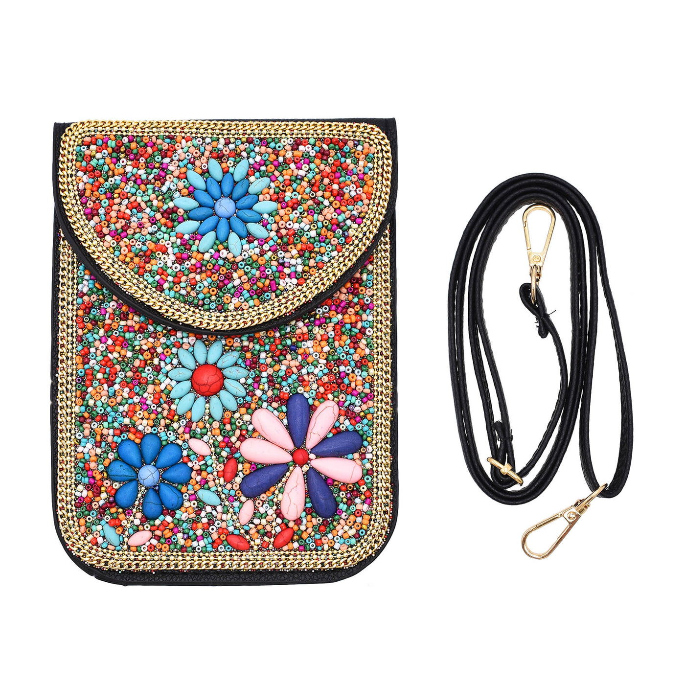 Olivenorma Bohemian Beaded Flower Mobile Phone Bag