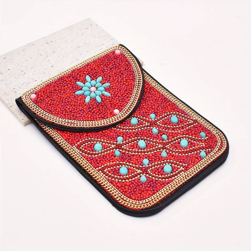 Olivenorma Bohemian Beaded Flower Mobile Phone Bag