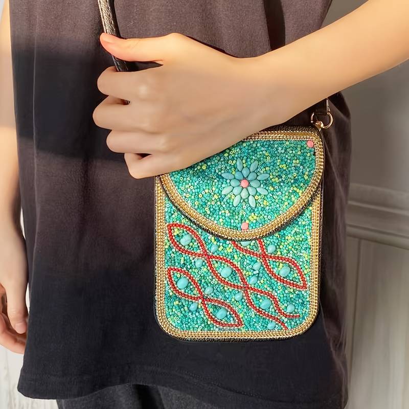 Olivenorma Bohemian Beaded Flower Mobile Phone Bag