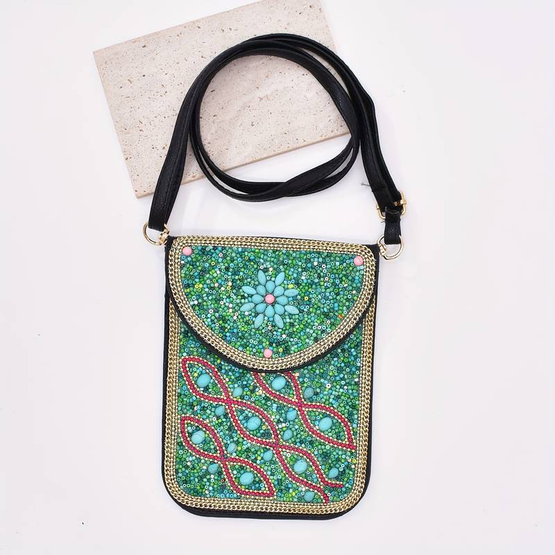 Olivenorma Bohemian Beaded Flower Mobile Phone Bag