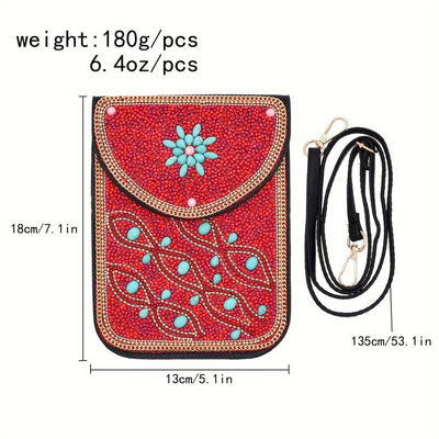 Olivenorma Bohemian Beaded Flower Mobile Phone Bag