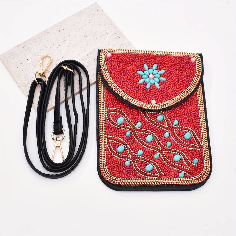 Olivenorma Bohemian Beaded Flower Mobile Phone Bag