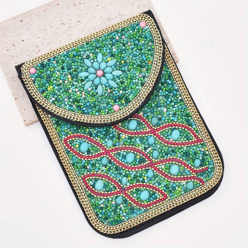 Olivenorma Bohemian Beaded Flower Mobile Phone Bag