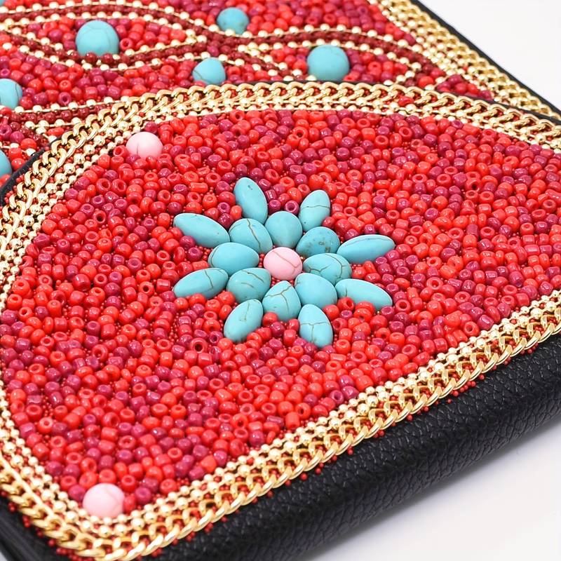 Olivenorma Bohemian Beaded Flower Mobile Phone Bag