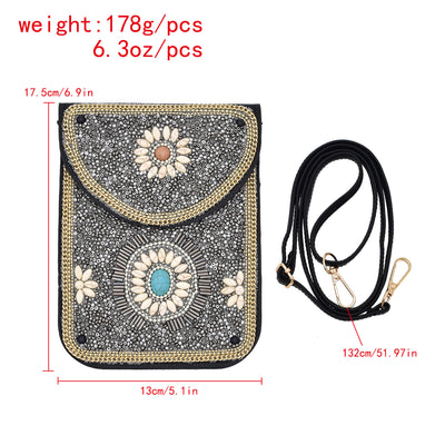 Olivenorma Turquoise Rice Beads Mobile Phone Bag