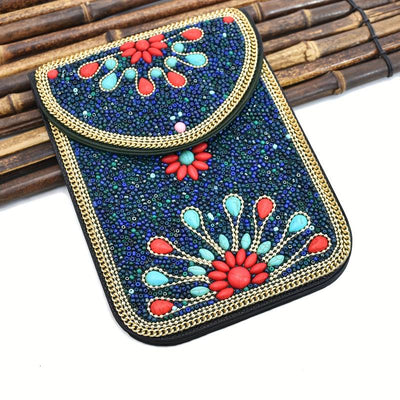 Olivenorma Ethnic Style Beaded Crossbody Mobile Phone Bag