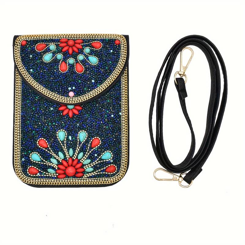 Olivenorma Ethnic Style Beaded Crossbody Mobile Phone Bag