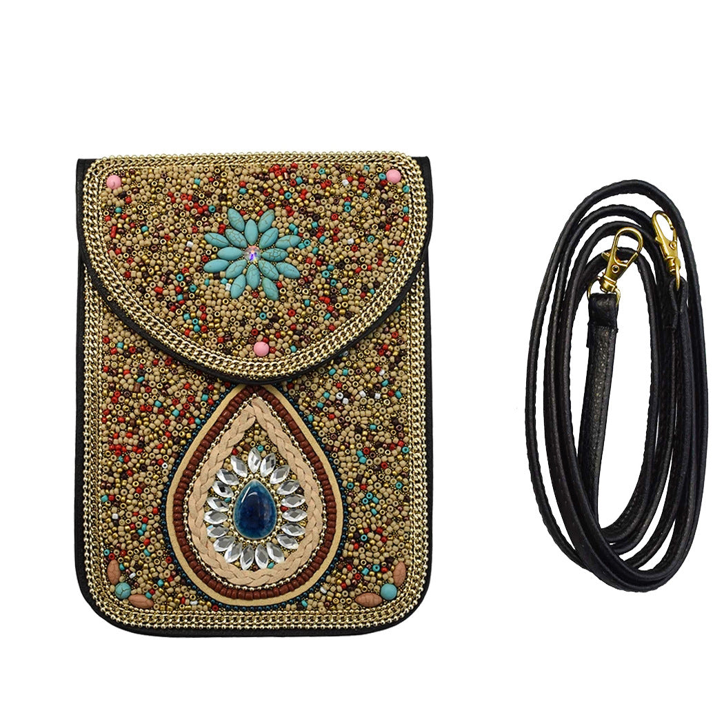 Olivenorma Bohemian Natural Stone Rice Beads Mobile Phone Bag