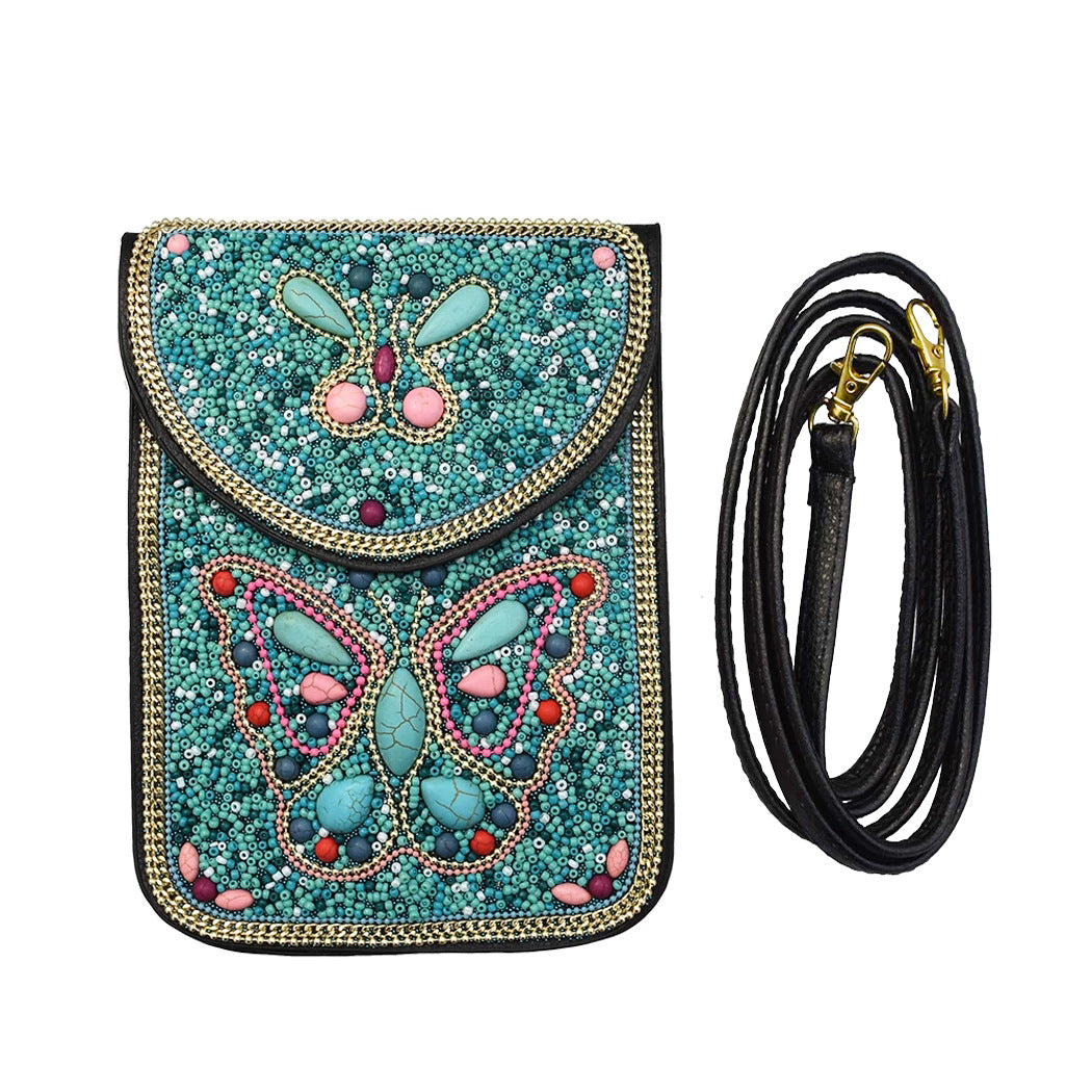 Olivenorma Bohemian Natural Stone Rice Beads Mobile Phone Bag