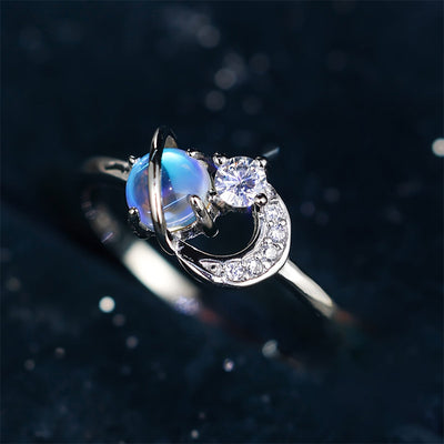 Olivenorma "The Pure Break" - Moon & Planet Moonstone Ring