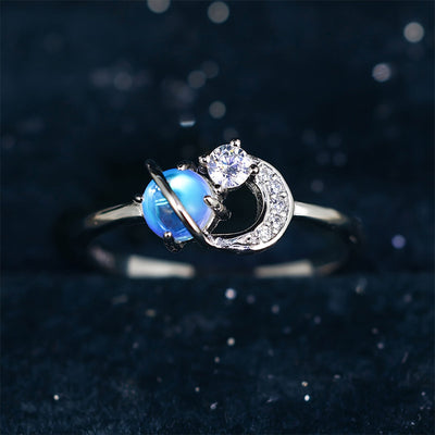 Olivenorma "The Pure Break" - Moon & Planet Moonstone Ring