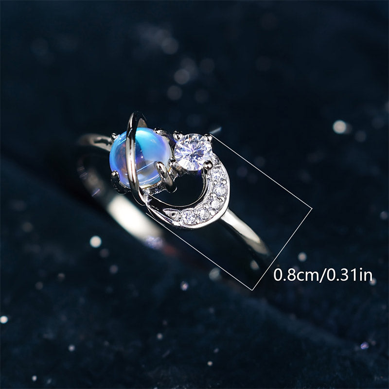 Olivenorma "The Pure Break" - Moon & Planet Moonstone Ring