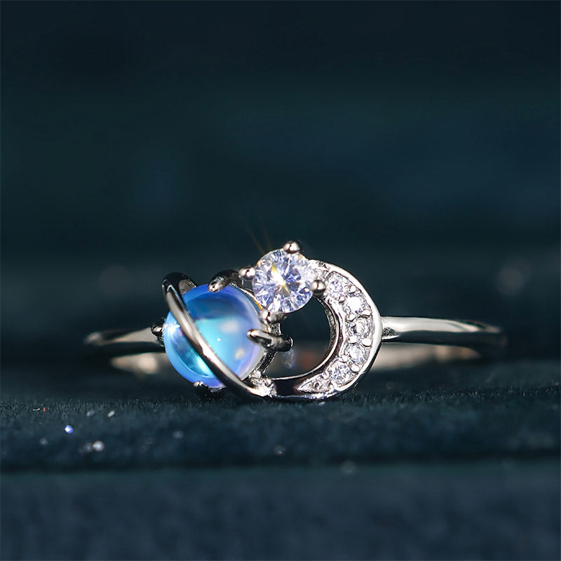 Olivenorma "The Pure Break" - Moon & Planet Moonstone Ring