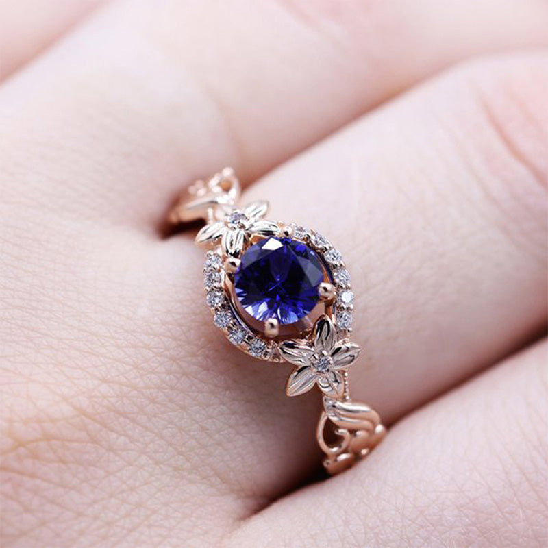 Olivenorma "The Soul Horizon" - Rose Gold Flower Sapphire Ring