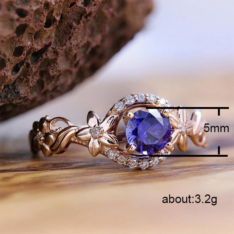 Olivenorma "The Soul Horizon" - Rose Gold Flower Sapphire Ring