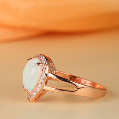 Olivenorma Water Drop Shaped Opal Light Luxury Ring