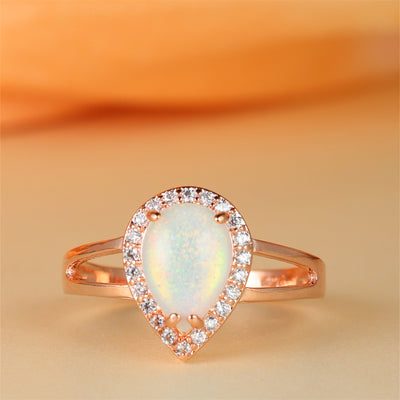 Olivenorma Water Drop Shaped Opal Light Luxury Ring