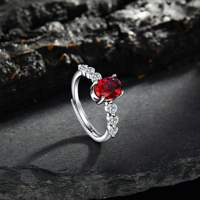 Olivenorma Oval Ruby Quartz Zircon Adjustable Ring