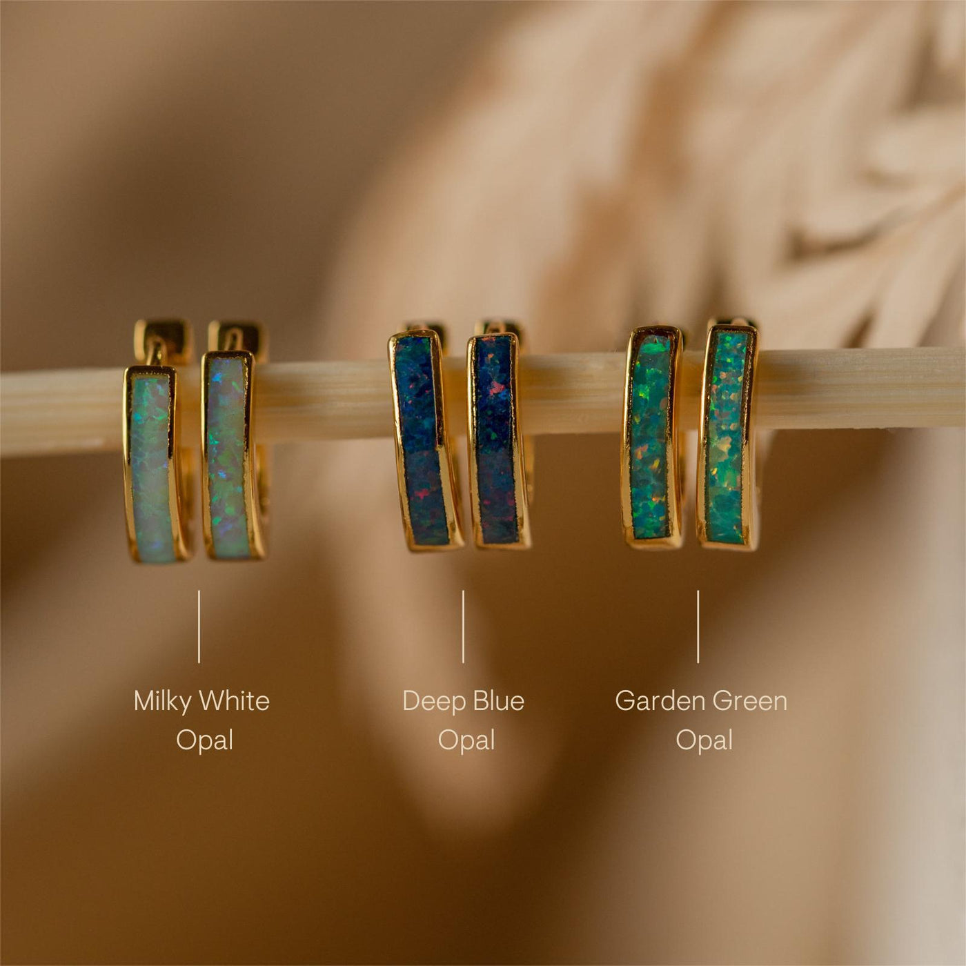 Olivenorma Opal Inlay Huggie Earrings