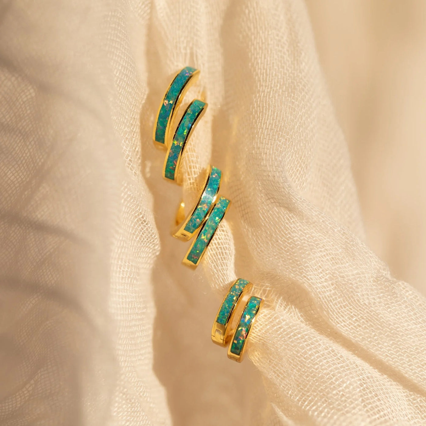 Olivenorma Opal Inlay Huggie Earrings