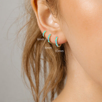 Olivenorma Opal Huggie Hoops S925 Sterling Silver Earrings