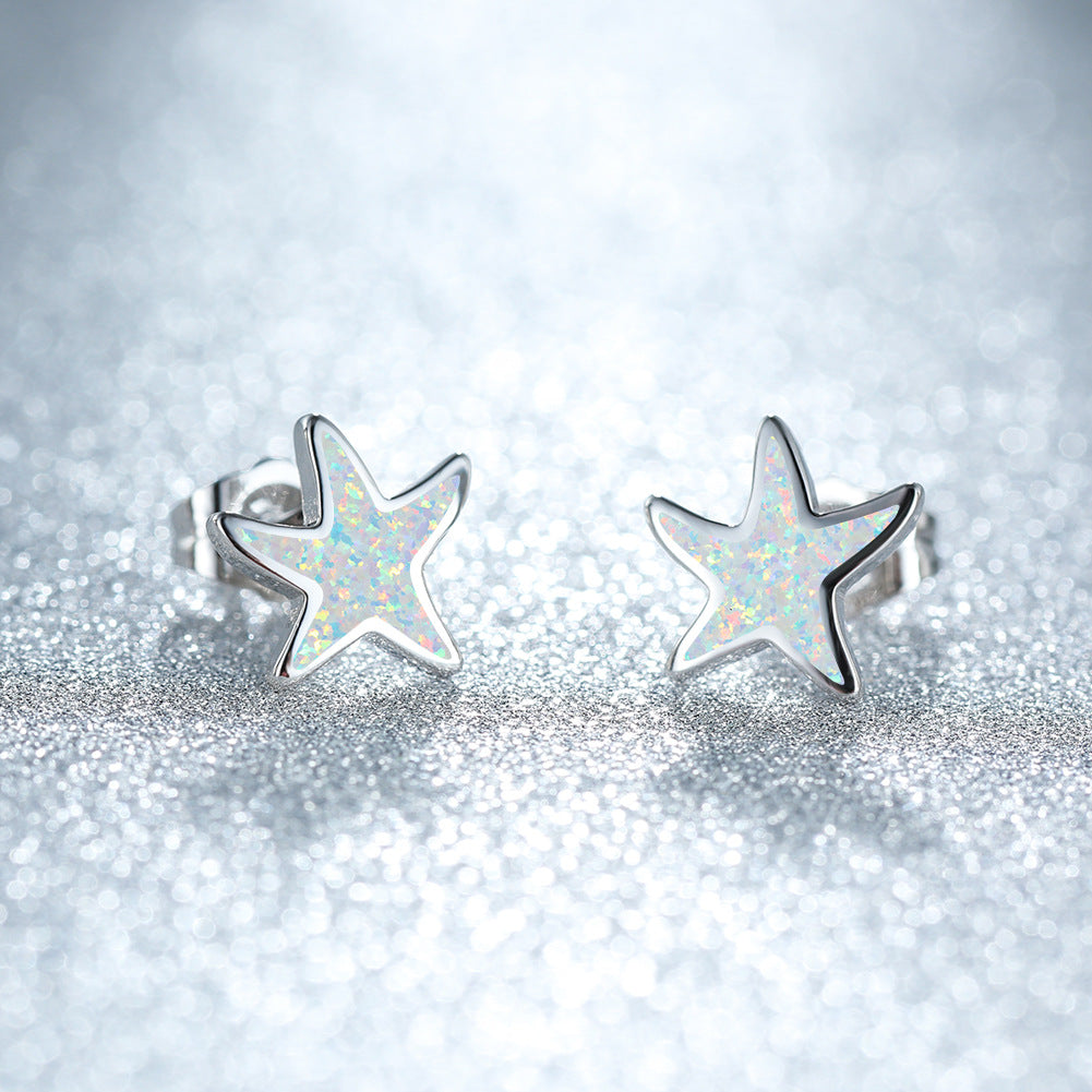 Olivenorma Blue Opal Starfish Earrings