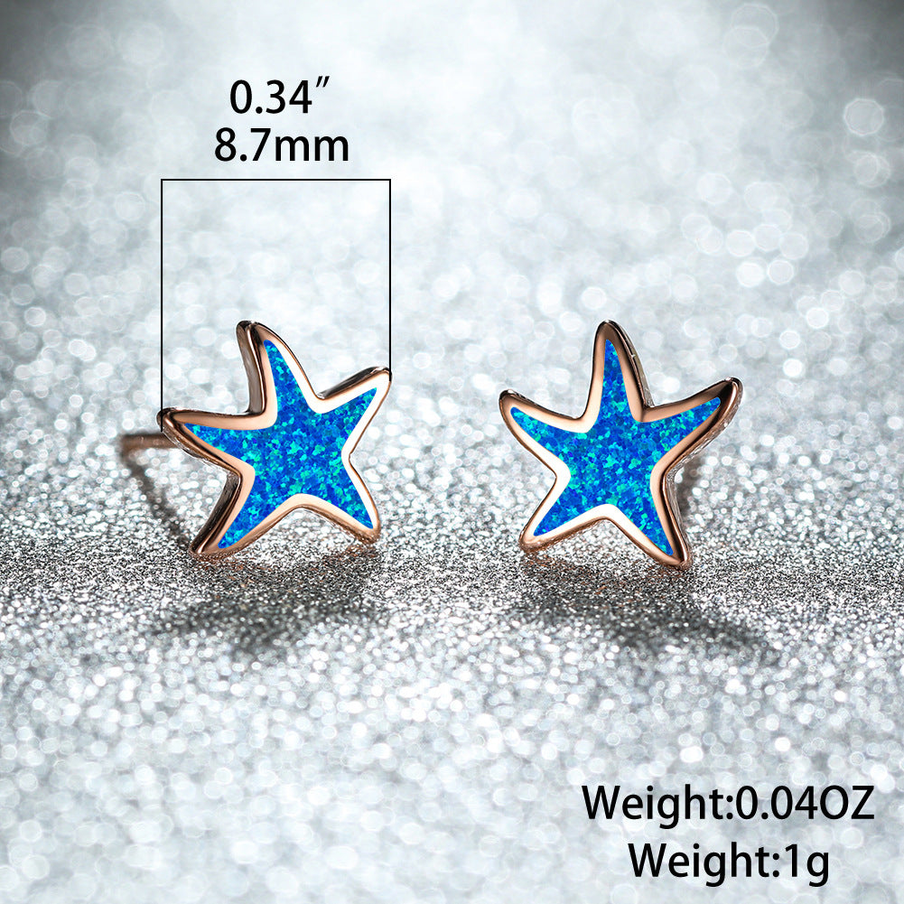 Olivenorma Blue Opal Starfish Earrings